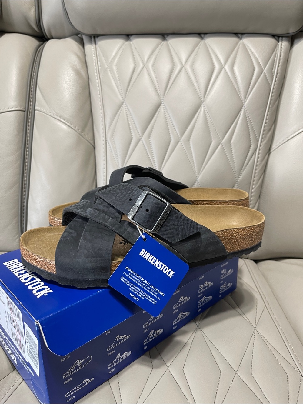 Birkenstock Lugano Sandals in Black and Cork - Picture 6 of 12